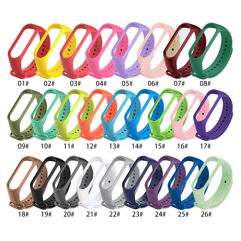 Factory Price Single Color Silicone Sporty Adjustable Length MI Band 4 Strap