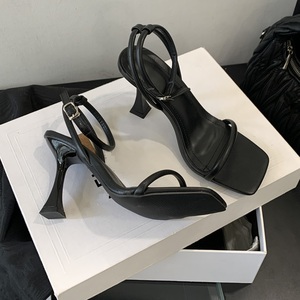 Nouvelles sandales femme à bride étroite, collection été 2025, bout carré ouvert, bride cheville à boucle, talons hauts - Product Image 2