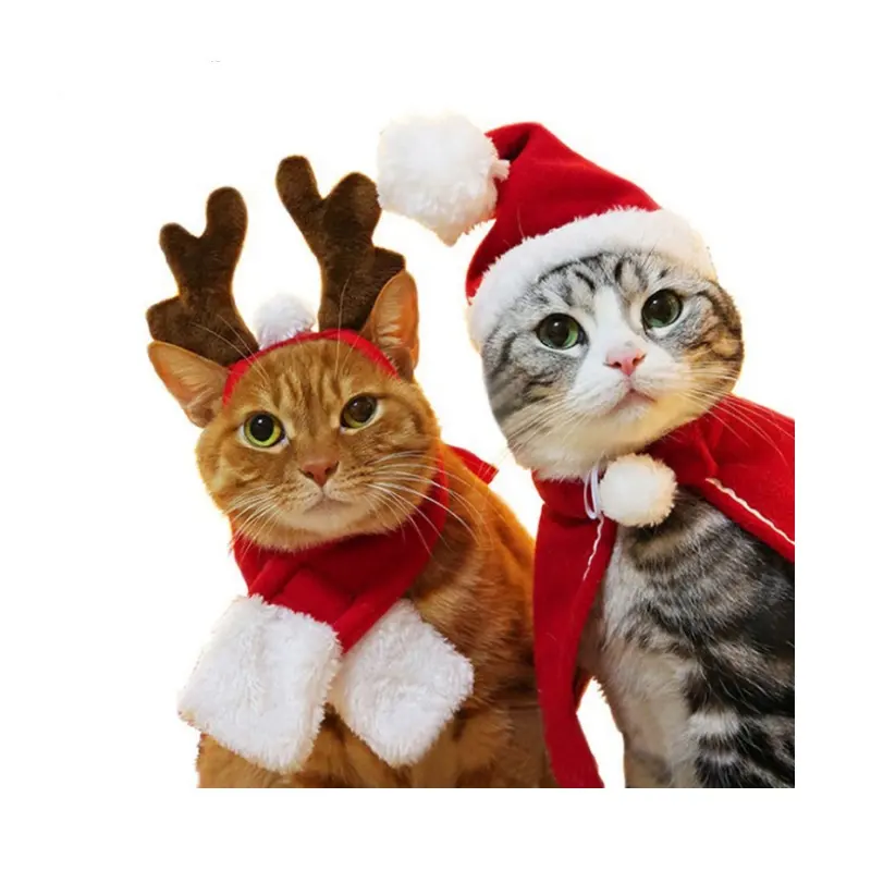 Nette Winter Haustier Hund Kleidung Warme rote Schal Hut Umhang Haustier Weihnachten Kostüme Hund Katze Kleidung