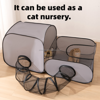 Parc de jeu portable pour animaux de compagnie, tente pour chat avec tunnel, maille respirante pour intérieur et extérieur, grand espace 160x80x75cm, chats, chiens, lapins