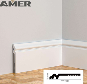 Battiscopa in Schiuma MDF Autoadesiva Bianca con Luce LED per Soffitto e Pavimento, Vendita all'Ingrosso dalla Fabbrica Amer - Product Image 5
