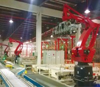 120公斤2500毫米工作半径4轴重型码垛工业机器人，用于纸箱袋堆叠