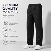 Pantalon de travail pour homme à taille élastique, antibactérien, coupe droite, quatre couleurs unies, personnalisable pour le personnel de la restauration, de la logistique et des usines