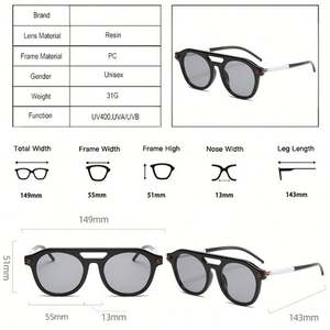 Lunettes de soleil rétro tendance 2025 personnalisables avec logo, pour femmes et hommes, style punk, protection UV400, verres dégradés transparents, double pont, rivets pilote - Product Image 4