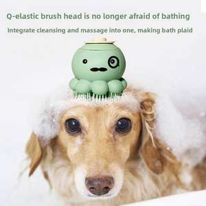 Cepillo de Baño de Silicona de Grado Alimenticio con Dispensador de Líquido Automático, Diseño de Pulpo Adorable, Masaje Suave, Depósito de Champú (500 ml) para Perros/Gatos - Product Image 1
