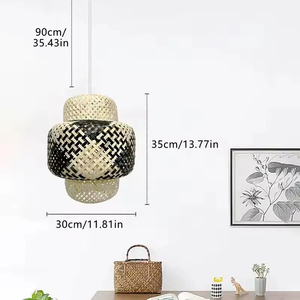 Lampe suspendue en bambou, tressée, avec cordon réglable, luminaire complet pour la décoration intérieure, fournisseur OEM du Vietnam - Product Image 3