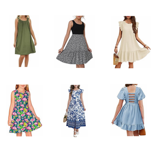 เดรสผู้หญิงขายส่งยอดนิยม ผ้าฝ้าย/โพลีเอสเตอร์ สำหรับผู้ใหญ่ ราคาโรงงาน ลดราคา เสื้อผ้ารวมหลายแบบ บรรจุเป็นมัด ผลิตในจีน - Product Image 1