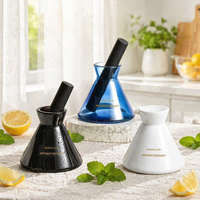 Diffuseur d'arômes en verre mat style nordique Posee Beauty, avec bouchon et bâtonnets en rotin, 100 ml, pour sérum de soin de la peau, impression sérigraphique