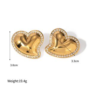 China Manufacturer Stainless Steel <b>Stud</b> <b>Earrings</b> 18K Gold Plated Cubic Zirconia Heart <b>Stud</b> <b>Earrings</b> for Women - Product Image 1
