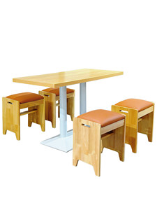 Juego de Mesa y Sillas de Madera Maciza Estilo Coreano con Estructura Metálica para Restaurantes de Comida Rápida, Tiendas de Aperitivos y Fideos, <span class=keywords><strong>Lanzhou</strong></span> Lamian Mala Tang - Product Image 5
