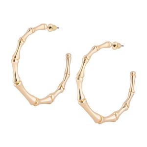 2025 populaire nouvelle haute qualité Fine mode nouveaux bijoux de mode 18k plaqué or bambou Joint polyvalent os grand cerceau boucles d'oreilles - Product Image 3