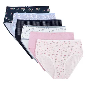 UOKIN Womens panties mid-waist combed 95% cotton womans beautiful print brief underwear hipster A2494