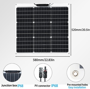 Panneau solaire flexible 50W 12V 16.5V, module mono en fibre de verre léger, efficacité 19.6%, couverture frontale ETFE/PET, pour camping-car, remorque, bateau - Product Image 2