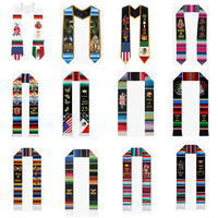 Étole de graduation mexicaine Serape 2026 en satin à pois, motif feuille, drapeau du Mexique, Vierge de Guadalupe, en polyester, longue écharpe pour lycée
