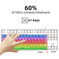 HXSJ 60% Transparent RGB rétro-éclairé Mini clavier de jeu filaire souris Combo Ultra-Compact 60% pour PC/Mac Gamer USB