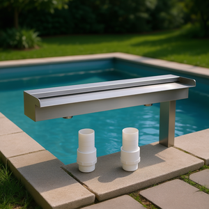 Fontaine cascade de piscine en acier inoxydable 60 cm carré, design moderne pour jardin extérieur, déversoir d'eau durable - Product Image 2