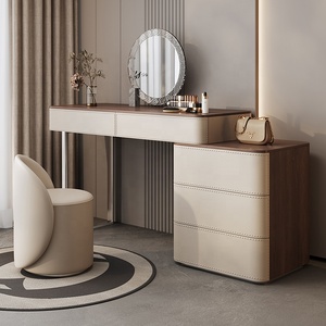 Cómoda <span class=keywords><strong>Vintage</strong></span> de Madera Maciza, Estilo Moderno de Mediados de Siglo, Cómoda de Almacenamiento con Cuero de Silla de Montar en Nogal Negro para Dormitorio - Product Image 1