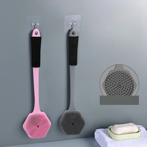 Silicone Bath Scrubber Dual-Sided Massage & Cleaning Shower Brush Ergonomic Long Handle Grip Bathroom Back Scrubber - Product Image 2