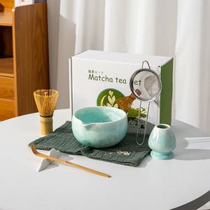 Hot Selling Matcha Whisk Set Ceramic Bowl & Whisk Holder Stainless Steel Sifter Bamboo Whisk Scoop Matcha Tool for <b>Tea</b> Lovers - Product Image 2