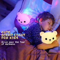 Lampe ours en silicone rechargeable pour chambre à coucher, veilleuse d'intérieur à commande tactile avec lampe de table de taille moyenne