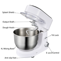 Batteur sur socle 6 vitesses 4L Machine de cuisine professionnelle avec crochet pétrisseur pour la pâtisserie Gâteau Mixeur planétaire multifonctionnel électrique