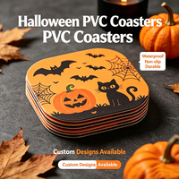 Sous-verres personnalisés en PVC pour Halloween, imperméables, antidérapants, avec logo sur mesure, pour fêtes, cadeaux promotionnels, fournisseur en gros