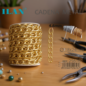 Catena in Metallo Ilan 18x24mm 7M Placcata Oro per Creazione di Gioielli - Product Image 3