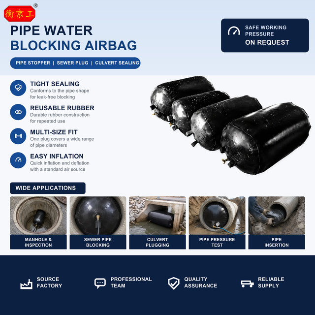 Jingtong Certificate Inflatable Pipe Plugs/ Closed Water test Balloon Pipeline Plugging airbag Inflatable Rubber Airbag