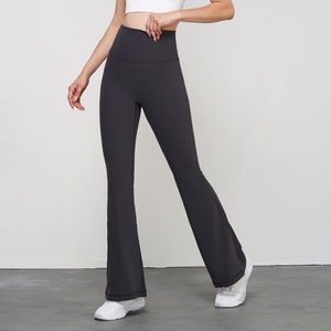 Pantalones acampanados de cintura alta Tight Gym Nylon Spandex Leggings acampanados de longitud completa - Product Image 4