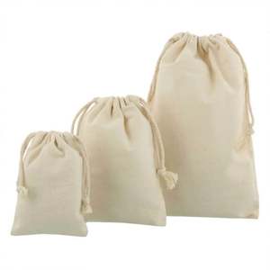 Sac en toile de coton biologique blanc naturel personnalisé avec cordon de serrage, pochette cadeau, emballage pour boucles d'oreilles, sacs à bijoux - Product Image 1