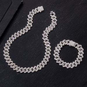Cadena de eslabones cubanos para hombre, collar cubano de Miami, cadena de oro y plata de 18 quilates, <span class=keywords><strong>cadenas</strong></span> de corte de diamante para hombres y mujeres, joyería de Hip Hop helada de 15mm - Product Image 5
