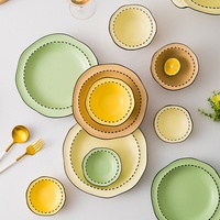 Service de table en céramique de porcelaine écologique et sûr avec logo personnalisé, style nordique, pour hôtel, sous-glaçure, vaisselle de mariage