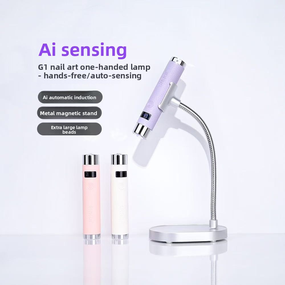 2-in-1 Desktop Handheld Rechargeable 9W Chrome Power Cord Fast-Curing UV Nail Lamp Multi-Color LED Light Portable Metal