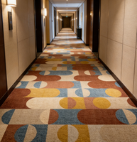 Ticari Halı Otel Rotunda Naylon Wilton Dokuma Kare Desenli Kesimli Döngülü Havlı Ağır Trafikli Yangına Dayanıklı Modern Çevre Dostu
