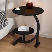 Table d'appoint moderne compacte avec plateau en pierre frittée et pieds en métal courbés