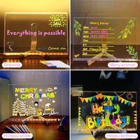 Tableau lumineux LED en acrylique DIY 2025, tableau publicitaire effaçable, tableau créatif pour dessiner et écrire, jouets pour enfants