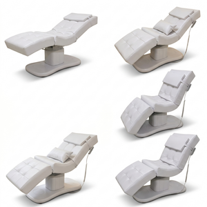 K White Curved <b>Electric</b> Spa Bed Adjustable Facial Treatment Chair with Legrest Backrest Headrest for Salon - Product Image 1