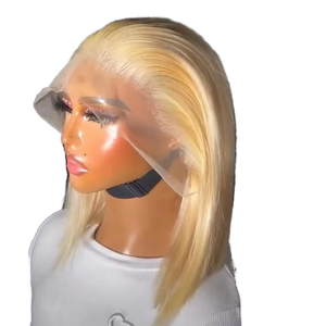 วิกผมบ๊อบแบบตรง 613  ขนาด 13x4  วิกผมแท้แบบผูกเชือกด้านหน้า  พร้อมผมเบบี้แฮร์ที่ถอนมาแล้ว  วิกผมบ๊อบสั้นสีบลอนด์ 613  <span class=keywords><strong>ผม</strong></span>แท้เรมี่สำหรับผู้หญิง - Product Image 1