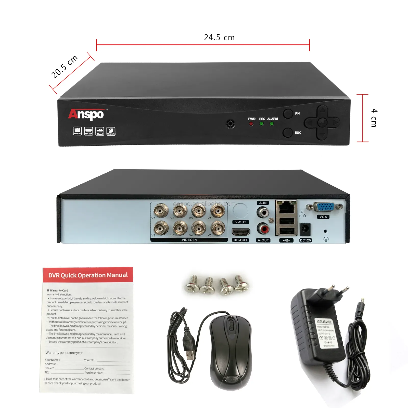 5.0MP XVR מבט APP 8CH DVR H.265 מקליט HDD P2P מחשב נייד מרחוק BNC טלוויזיה במעגל סגור וידאו מקליט 4 ערוץ תמיכה עד 5MP