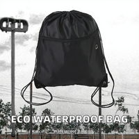 Sac à dos léger en polyester imperméable avec cordon de serrage, logo personnalisé, poche zippée, idéal pour la gym, les voyages et l'école