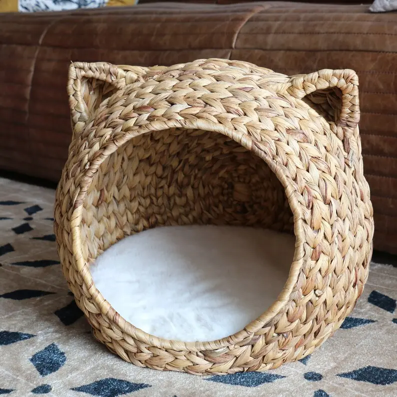 Tempat tidur hewan peliharaan terbuat dari air Hyacinth/rumah untuk kucing dengan berbagai desain/rumah hewan peliharaan untuk anjing kucing di Vienam HOANG serat SG Kimy + 849386166