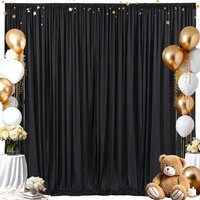 LILIS Modern 8x10FT 4x10ft Tirai Latar Belakang Poliester Hitam untuk Pesta Pernikahan, Pesta Bayi, Pesta Ulang Tahun & Latar Belakang Panggung