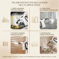 Nettoyeur Vapeur Instantané Portable 9 Pièces - Prise EU - Haute Puissance 1200W - Grand Réservoir 500ml - Chauffage Rapide en 20s - Vapeur Pressurisée