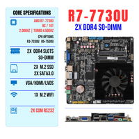 NOUVELLE Carte mère Mini ITX fine avec processeur AMD R7 7730U intégré, 2x DDR4, 2x M.2 SSD, SATA3.0, COM, carte mère industrielle