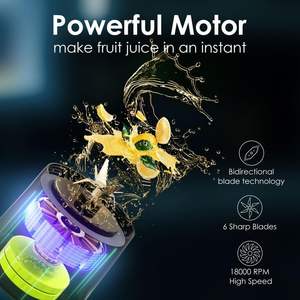 Licuadora Tritan de Grado Alimenticio de Alta Potencia de 360 W, 6 Cuchillas Afiladas, Batidos, Batidos de Proteínas, Vaso Mezclador Portátil de 22 Onzas, Tamaño Personal - Product Image 2