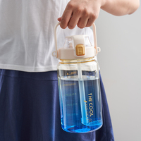 Bouteille d'eau sport Yiben 1,5 litre, vente en gros, tendance, en plastique grand format, avec logo personnalisé, changement de couleur thermique pour les boissons