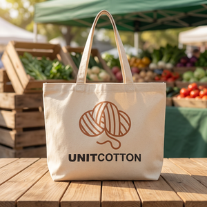 Eco Friendly Cotton Canvas Shopping Tote Bag with Handles Foldable Reusable Multi Purpose Bag for Daily Groceries - Product Image 1