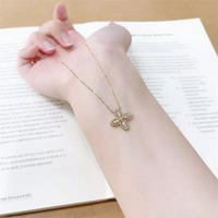 Collana con Pendente in Oro 18K e Diamanti Coltivati in Laboratorio per Donne, Design Vintage a Quadrifoglio con Diamanti Marquise, Gioiello Raffinato