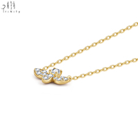 Collar con Colgante en Forma de Abeja, Diseño Bonito, Oro Amarillo Sólido de 18K, Diamante Natural Real, para Mujer, Regalo para Compromiso, Boda o Fiesta