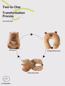 Oreiller Transformable 2-<span class=keywords><strong>en</strong></span>-1 Capybara 2026 avec Remplissage <span class=keywords><strong>Microbilles</strong></span>, Design Animal, Oreiller de Cou <span class=keywords><strong>en</strong></span> U Amusant et Multifonctionnel - Product Image 3